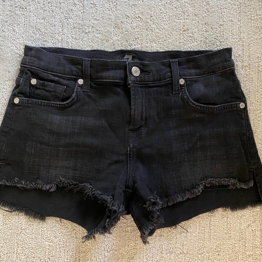 7 For All Mankind black denim shorts, size 26